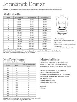 Papierschnittmuster Jeansrock, Fadenkäfer